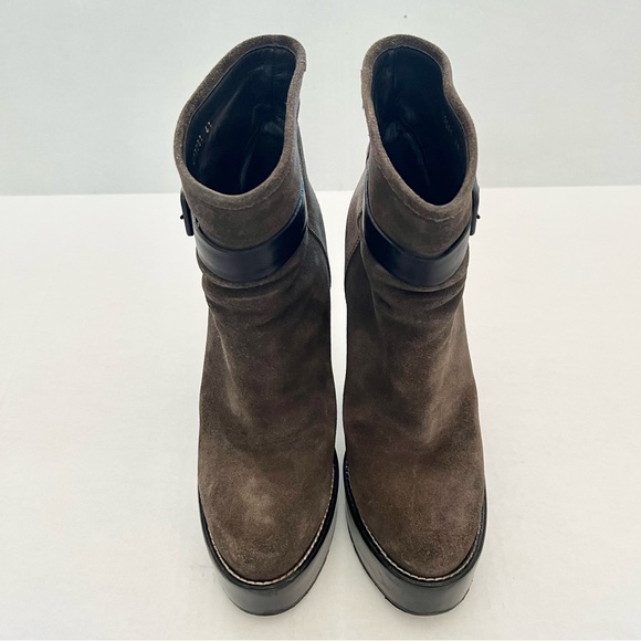 Balenciaga High Heel Booties Brown Suede Black Platform 41 - Picture 2 of 11